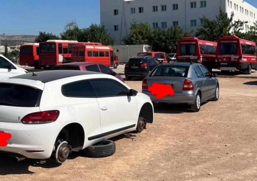 Pompierii greci s-au trezit cu mașinile vandalizate după misiunile la incendii. Hoții au furat chiar și roțile autovehiculelor