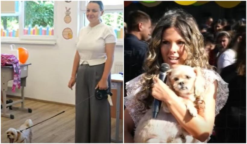 Un cățel salvat a participat la festivitatea de început de an școlar, într-o școală din județul Ilfov