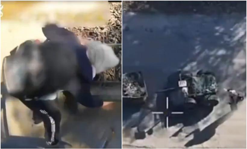 O femeie cu batic, pe bicicletă, a salvat misiunea unor roboți militari ucraineni. Imaginile au devenit virale