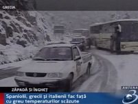 Spaniolii, grecii şi italienii fac faţă cu greu zăpezii şi poleiului