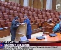 Sarkozy şi-a comandat un postament pentru declaraţia din Parlamentul României <font color=red>(VIDEO)</font>