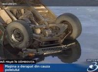 O maşină a Ministerului Apărării a căzut în râul Dâmboviţa