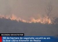 Incendiu lângă Reşiţa. 90 de hectare de vegetaţie uscată au ars <font color=red>(VIDEO)</font>