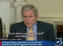 George Bush a discutat cu secretarul general al NATO agenda Summitului de la Bucureşti <font color=red>(VIDEO)</font>