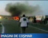 Imagini de coşmar cu autocarul în flăcări, din Egipt <font color=red>(VIDEO)</font>