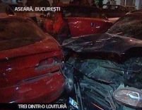Bucureşti. Un şofer a evitat o maşină în trafic, dar a distrus alte trei parcate