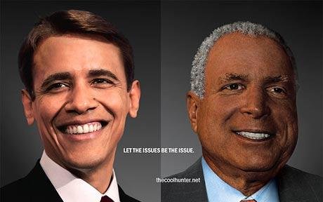 Barack Obama alb şi John McCain afro-american, într-un afiş publicitar 