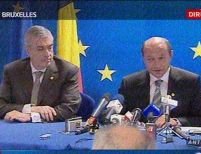 Băsescu şi Tăriceanu, împreună la Bruxelles: Soluţiile finale adoptate la summit sunt favorabile României