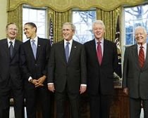 Poză istorică la Casa Albă cu toţi cei cinci preşedinţi americani în viaţă