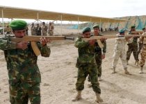 Românii îi învaţă pe militarii irakieni cum se trage cu o puşcă ... din lemn (FOTO)