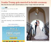 Fiica lui Donald Trump s-a măritat cu un jurnalist de la The Observer