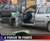 La un pas de explozie: Un şofer beat a intrat cu maşina în pompele unei benzinării (VIDEO)