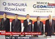 Pact anti-Băsescu PNL-PSD-PNŢCD - Iohannis, semnat la Timişoara pentru susţinerea lui Geoană
