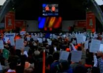 Mitinguri în Bucureşti la final de campanie, pentru susţinerea lui Băsescu şi Geoană