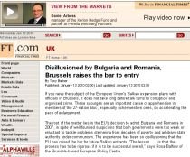 Financial Times: UE, dezamăgită de România şi Bulgaria
