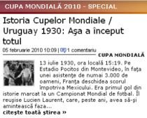 Antena3.ro/Sport vă prezintă "Istoria Cupelor Mondiale" şi noutăţi despre CM 2010 într-o secţiune specială