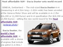 Dacia Duster a intrat în Cartea Recordurilor ca cel mai accesibil SUV din lume