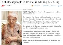 Două dintre cele mai bătrâne persoane din SUA au murit în aceeaşi zi