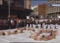 Protest nud al activiştilor spanioli împotriva coridelor (VIDEO)