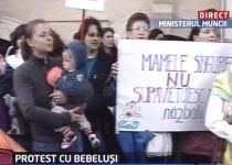 Mamele protestează luni cu pamperşi la Ministerul Muncii