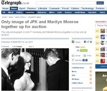 Singura fotografie cu John F Kennedy şi Marilyn Monroe, scoasă la licitaţie în SUA 