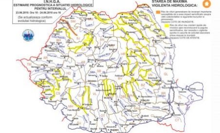 Cod Portocaliu de inundaţii în judeţele Botoşani, Sălaj şi Satu Mare. Cod Galben în Suceava şi Iaşi