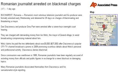 Arestarea lui Dan Diaconescu, în presa internaţională