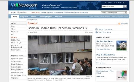 Atentat cu bombă la un sediu de poliţie din Bosnia. Un poliţist a murit