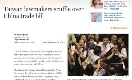 Scandal în Parlamentul taiwanez din cauza unei legi controversate