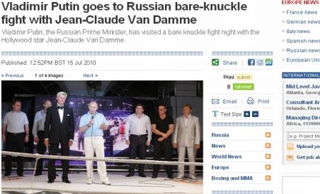 Vladimir Putin şi Jean Claude Van Damme, împreună la un meci de Ultimate Fighting (VIDEO)