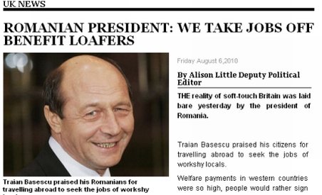 Traian Băsescu, criticat de presa britanică: Încurajează migraţia propriilor cetăţeni 