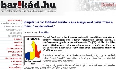 Hartă a României fără Transilvania, afişată de Barikad, ziarul partidului extremist maghiar Jobbik 