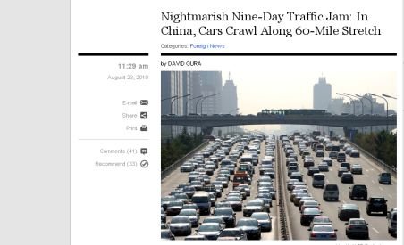 Nou ambuteiaj record în China: Peste 10.000 de maşini stau la o coadă de 120 km