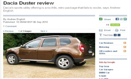 Telegraph desfiinţează Dacia Duster: Cea mai proastă maşină pe care am testat-o