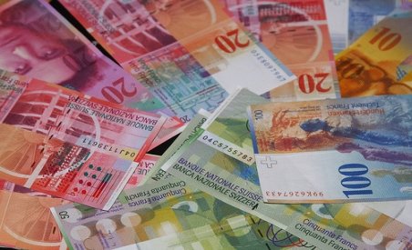 Rate mai mari pentru românii cu credite în franci elveţieni, monedă care a atins maximul istoric
