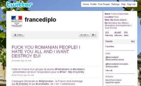 Mesaj xenofob adresat românilor, pe contul de Twitter al Ministerului francez de Externe (FOTO)