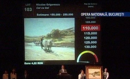 Tabloul "Car cu boi", al lui Nicolae Grigorescu, vândut la licitaţie pentru 155.000 de euro (VIDEO)