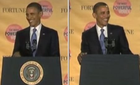 Obama a rămas fără stemă în mijlocul unui discurs (VIDEO)