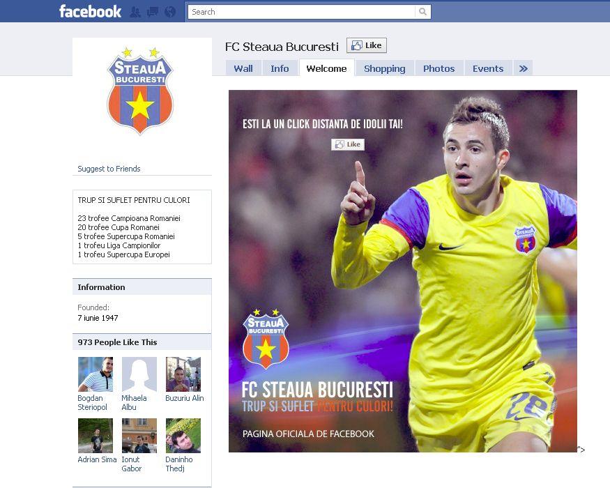 Steaua are cont oficial pe Facebook: &quot;Eşti la un click distanţă de idolii tăi&quot;