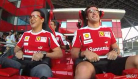 Alonso şi Massa se dau într-un montagne russe care atinge 241 km/h în 4.8 secunde
