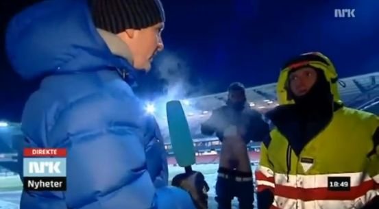 Un fan al lui Rosenborg se dezbracă în faţa camerelor TV, la -16 grade Celsius