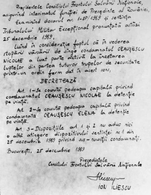 Iliescu ar fi decretat detenţia pe viaţă pentru Ceauşeşti. Fostul preşedinte: E o făcătură ordinară 83843