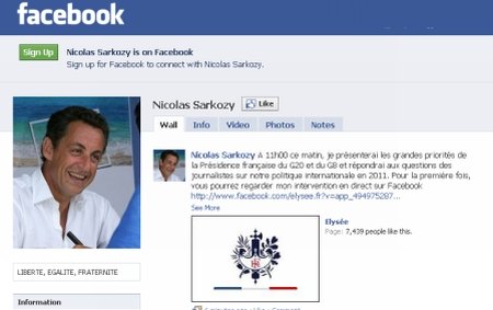 Profilul de Facebook al lui Nicolas Sarkozy, atacat de hackeri 
