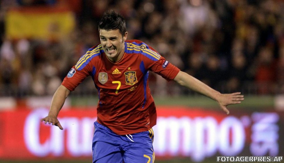Spania învinge Cehia cu 2-1 prin dubla lui David Villa
