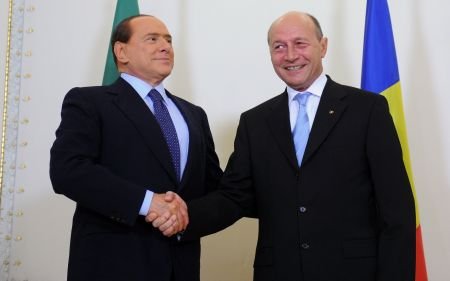 Premierul italian Silvio Berlusconi s-a întâlnit cu Traian Băsescu şi Sorin Oprescu