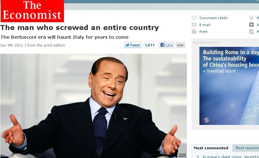 The Economist: Silvio Berlusconi, omul care a nenorocit o ţară întreagă