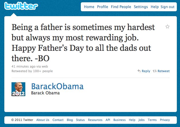 Primul &quot;tweet&quot; personal al preşedintelui Barack Obama – mesaj pentru &quot;Father's Day&quot;