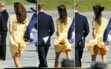 Cu rochia-n vânt: Ducesa de Cambridge le dezvăluie fotografilor indiscreţi lenjeria sa intimă