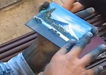 El este artistul-fulger: Pictează peisaje cu degetele în 3 minute