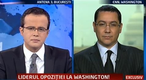 Ponta, în direct din studiourile CNN, despre vizita sa în SUA: Americanii au spus că vor susţine opoziţia, dacă va veni la putere